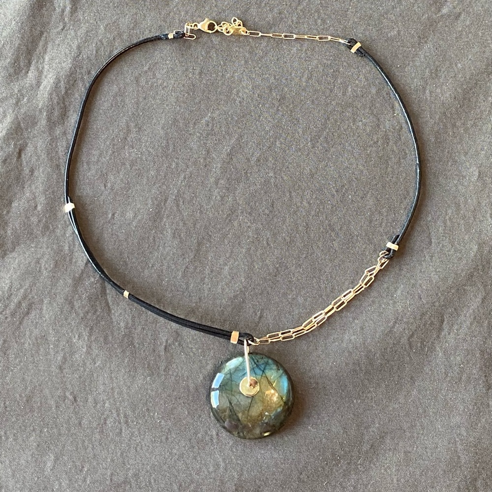 Jamie Joseph Labradorite 14k & Leather necklace